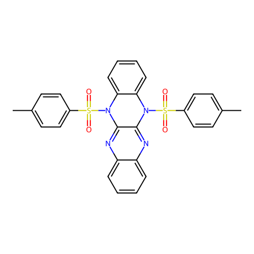 5,12-Dihydro-5,12-bis[(4-methylphenyl)sulfonyl]quinoxalino[2,3-b]quinoxaline structure