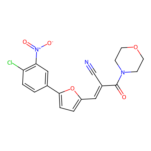 (E)-3-[5-(4-chloro-3-nitrophenyl)furan-2-yl]-2-(morpholine-4-carbonyl)prop-2-enenitrile structure