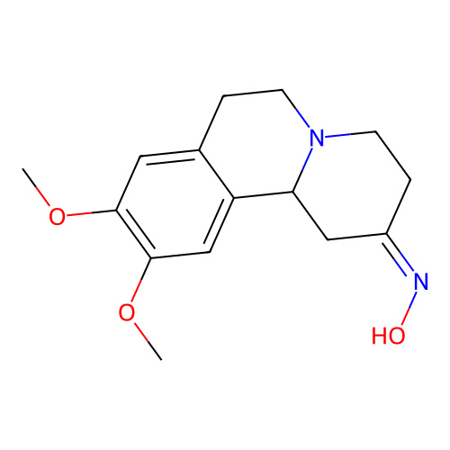2H-Benzo(a)quinolizin-2-one, 1,3,4,6,7,11b-hexahydro-9,10-dimethoxy-, oxime structure