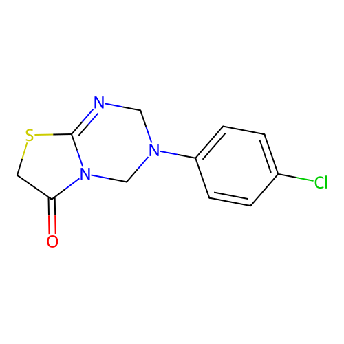 3-(4-chlorophenyl)-3,4-dihydro-2H-thiazolo[3,2-a][1,3,5]triazin-6(7H)-one structure