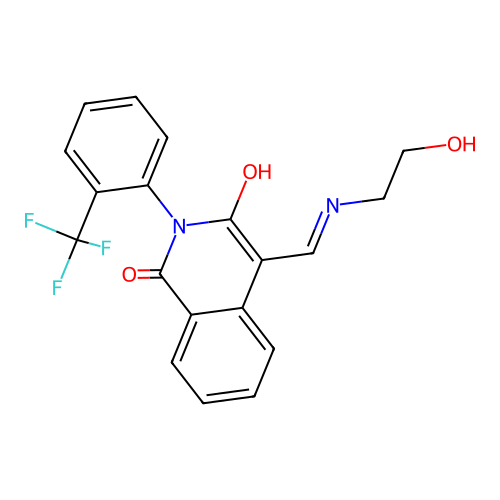 4-[(2-hydroxyethylamino)methylidene]-2-[2-(trifluoromethyl)phenyl]isoquinoline-1,3-dione structure
