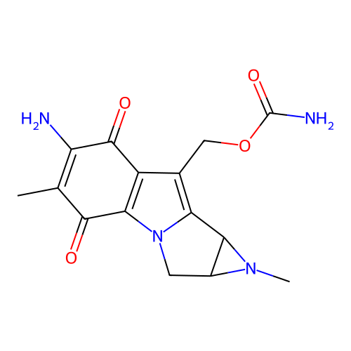 Azirino[2',3':3,4]pyrrolo[1,2-a]indole-4,7-dione, 6-amino-1,1a,2,8b-tetrahydro-8-(hydroxymethyl)-1,5-dimethyl-, carbamate (ester) structure