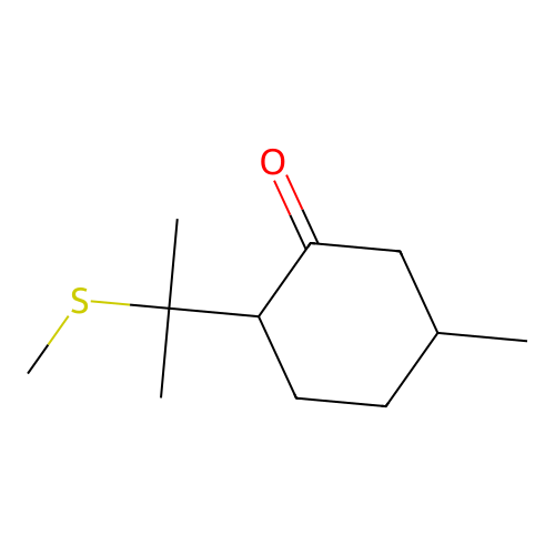 5-Methyl-2-(1-methyl-1-(methylthio)ethyl)cyclohexan-1-one structure