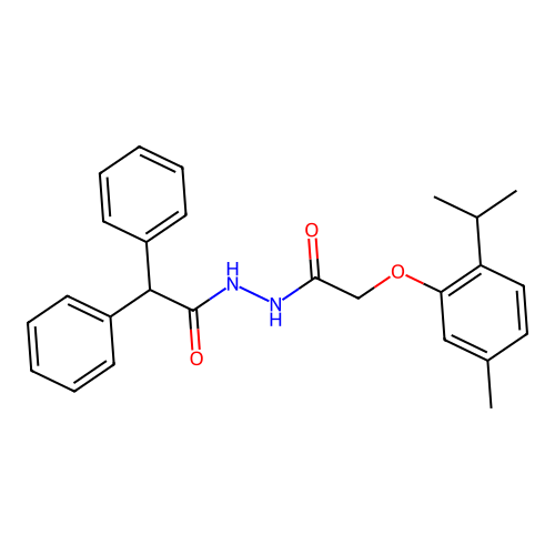 N'-[(2-isopropyl-5-methylphenoxy)acetyl]-2,2-diphenylacetohydrazide structure