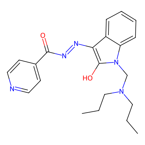 (E)-N'-(1-((dipropylamino)methyl)-2-oxoindolin-3-ylidene)isonicotinohydrazide structure