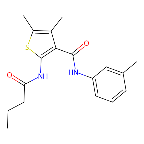 2-(butanoylamino)-4,5-dimethyl-N-(3-methylphenyl)thiophene-3-carboxamide structure