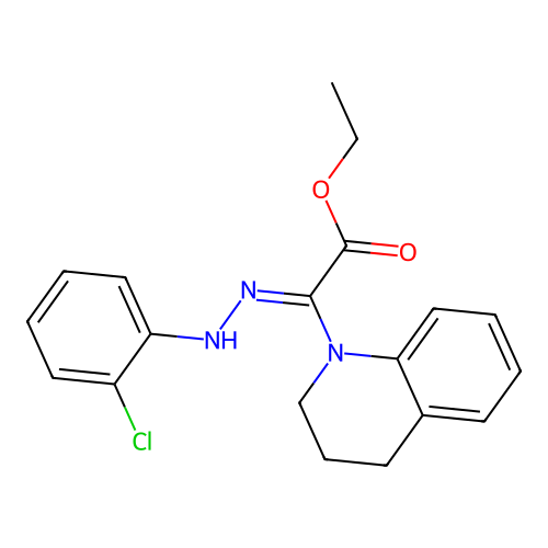 (Z)-ethyl 2-(2-(2-chlorophenyl)hydrazono)-2-(3,4-dihydroquinolin-1(2H)-yl)acetate structure