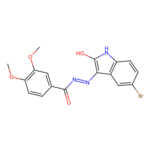 (E)-N'-(5-bromo-2-oxoindolin-3-ylidene)-3,4-dimethoxybenzohydrazide structure