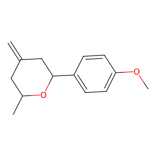 2-(4-methoxyphenyl)-6-methyl-4-methylenetetrahydro-2H-pyran structure