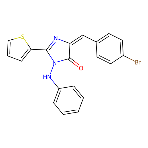4-(4-bromobenzylidene)-1-(phenylamino)-2-(thiophen-2-yl)-1H-imidazol-5(4H)-one structure