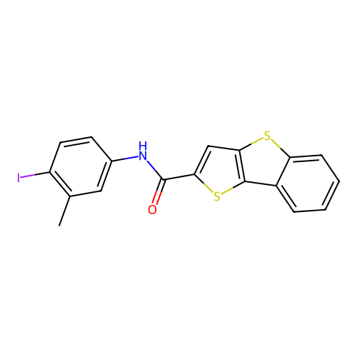 N-(4-iodo-3-methylphenyl)benzo[b]thieno[2,3-d]thiophene-2-carboxamide structure