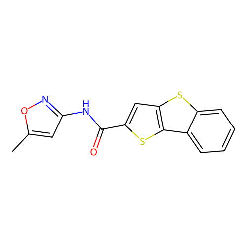 N-(5-methylisoxazol-3-yl)benzo[b]thieno[2,3-d]thiophene-2-carboxamide structure