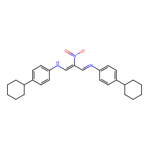 (E)-4-cyclohexyl-N-((Z)-3-((4-cyclohexylphenyl)amino)-2-nitroallylidene)aniline structure