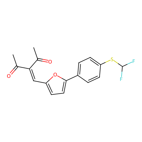 3-((5-(4-((Difluoromethyl)thio)phenyl)furan-2-yl)methylene)pentane-2,4-dione structure