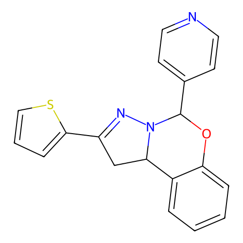 5-(Pyridin-4-yl)-2-(thiophen-2-yl)-1,10b-dihydropyrazolo[1,5-c][1,3]benzoxazine structure