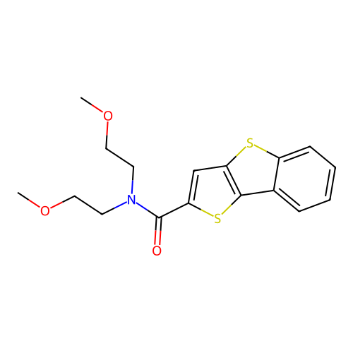 N,N-bis(2-methoxyethyl)-2-thieno[3,2-b][1]benzothiolecarboxamide structure