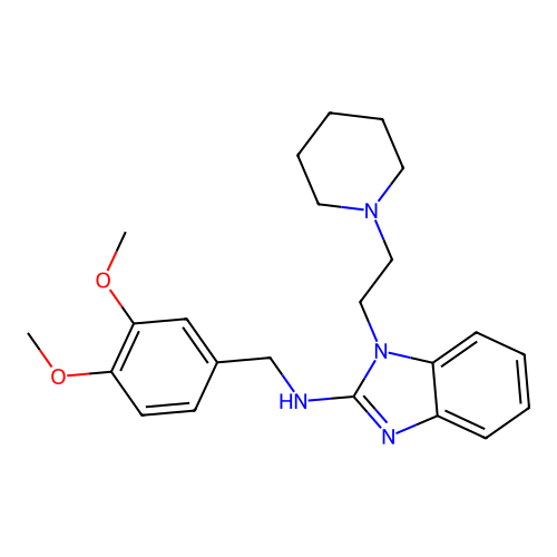 [(3,4-Dimethoxyphenyl)methyl][1-(2-piperidylethyl)benzimidazol-2-yl]amine structure