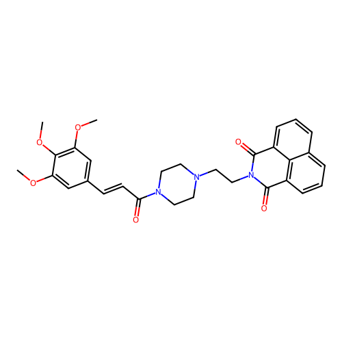 (E)-2-(2-(4-(3-(3,4,5-trimethoxyphenyl)acryloyl)piperazin-1-yl)ethyl)-1H-benzo[de]isoquinoline-1,3(2H)-dione structure