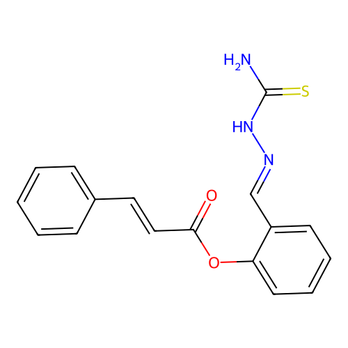 2-((E)-(2-carbamothioylhydrazono)methyl)phenyl cinnamate structure