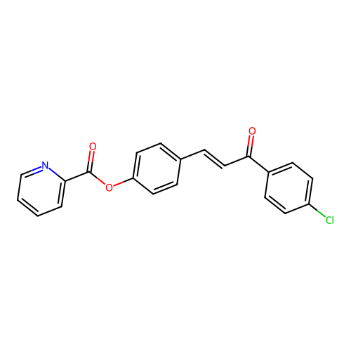 (E)-4-(3-(4-chlorophenyl)-3-oxoprop-1-en-1-yl)phenyl picolinate structure