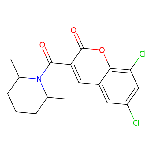 6,8-dichloro-3-(2,6-dimethylpiperidine-1-carbonyl)-2H-chromen-2-one structure