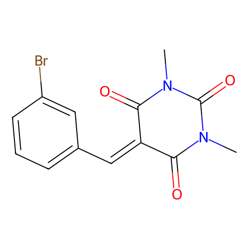 5-(3-bromobenzylidene)-1,3-dimethylpyrimidine-2,4,6(1H,3H,5H)-trione structure