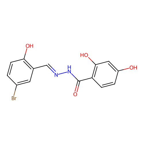 N-[(5-bromo-2-hydroxyphenyl)methylideneamino]-2,4-dihydroxybenzamide structure