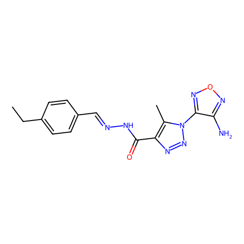 1-(4-amino-1,2,5-oxadiazol-3-yl)-N'-[(E)-(4-ethylphenyl)methylidene]-5-methyl-1H-1,2,3-triazole-4-carbohydrazide structure