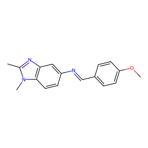 N-[(E)-(4-methoxyphenyl)methylidene]-1,2-dimethyl-1H-benzimidazol-5-amine structure