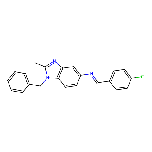 1-benzyl-N-[(E)-(4-chlorophenyl)methylidene]-2-methyl-1H-benzimidazol-5-amine structure