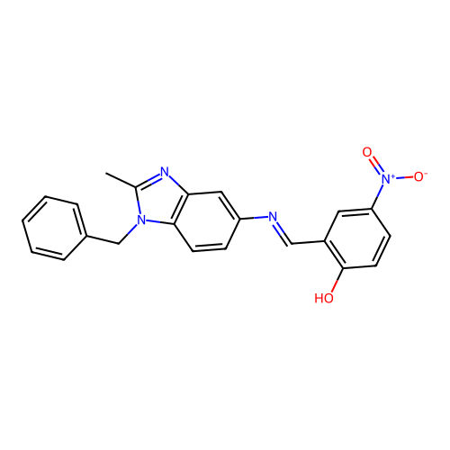 2-{(E)-[(1-benzyl-2-methyl-1H-benzimidazol-5-yl)imino]methyl}-4-nitrophenol structure