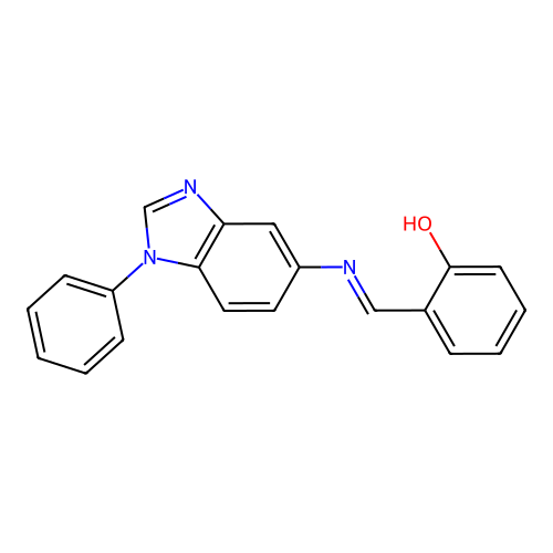 2-{(E)-[(1-phenyl-1H-benzimidazol-5-yl)imino]methyl}phenol structure