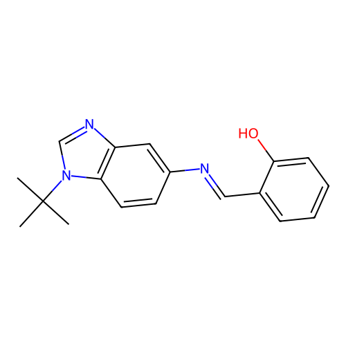 2-{(E)-[(1-tert-butyl-1H-benzimidazol-5-yl)imino]methyl}phenol structure