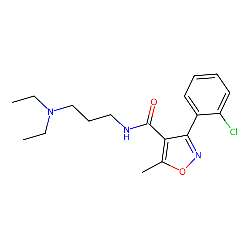 3-(2-chlorophenyl)-N-[3-(diethylamino)propyl]-5-methyl-1,2-oxazole-4-carboxamide structure