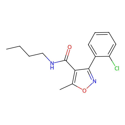 N-butyl-3-(2-chlorophenyl)-5-methyl-1,2-oxazole-4-carboxamide structure