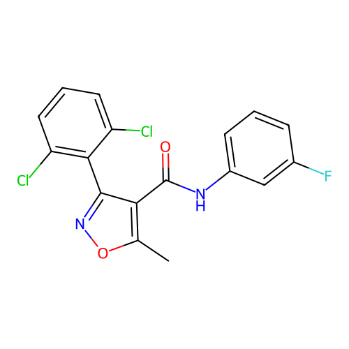 3-(2,6-dichlorophenyl)-N-(3-fluorophenyl)-5-methyl-1,2-oxazole-4-carboxamide structure