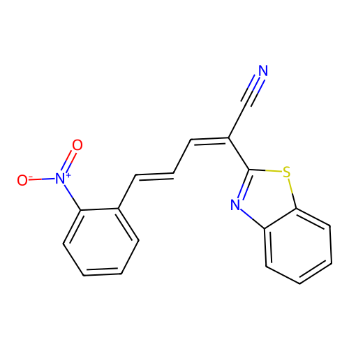 (2Z,4E)-2-(1,3-benzothiazol-2-yl)-5-(2-nitrophenyl)penta-2,4-dienenitrile structure