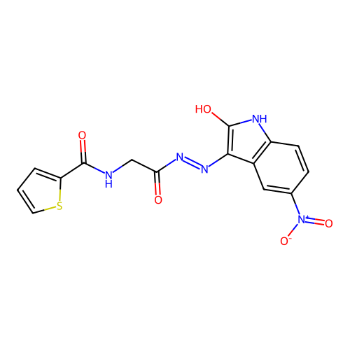 N-({N'-[(3E)-5-NITRO-2-OXO-2,3-DIHYDRO-1H-INDOL-3-YLIDENE]HYDRAZINECARBONYL}METHYL)THIOPHENE-2-CARBOXAMIDE structure