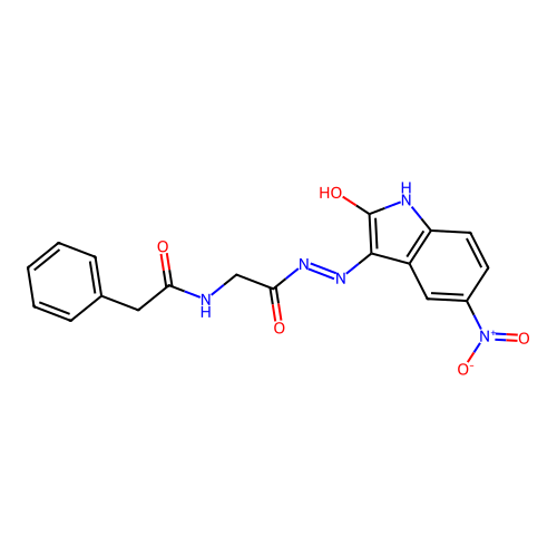 N-({N'-[(3E)-5-NITRO-2-OXO-2,3-DIHYDRO-1H-INDOL-3-YLIDENE]HYDRAZINECARBONYL}METHYL)-2-PHENYLACETAMIDE structure