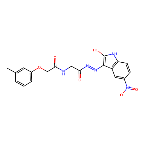 2-(3-METHYLPHENOXY)-N-({N'-[(3E)-5-NITRO-2-OXO-2,3-DIHYDRO-1H-INDOL-3-YLIDENE]HYDRAZINECARBONYL}METHYL)ACETAMIDE structure
