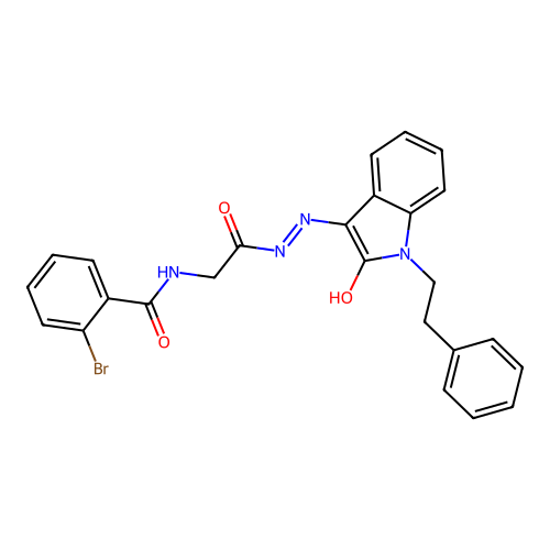 2-BROMO-N-({N'-[(3E)-2-OXO-1-(2-PHENYLETHYL)-2,3-DIHYDRO-1H-INDOL-3-YLIDENE]HYDRAZINECARBONYL}METHYL)BENZAMIDE structure