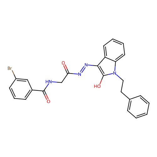 3-BROMO-N-({N'-[(3E)-2-OXO-1-(2-PHENYLETHYL)-2,3-DIHYDRO-1H-INDOL-3-YLIDENE]HYDRAZINECARBONYL}METHYL)BENZAMIDE structure