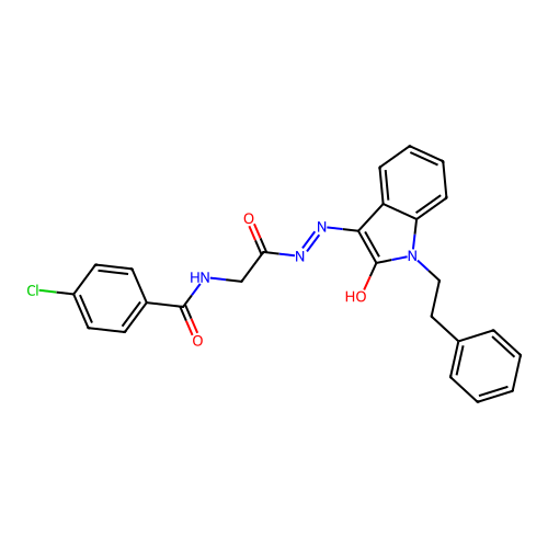 4-CHLORO-N-({N'-[(3E)-2-OXO-1-(2-PHENYLETHYL)-2,3-DIHYDRO-1H-INDOL-3-YLIDENE]HYDRAZINECARBONYL}METHYL)BENZAMIDE structure