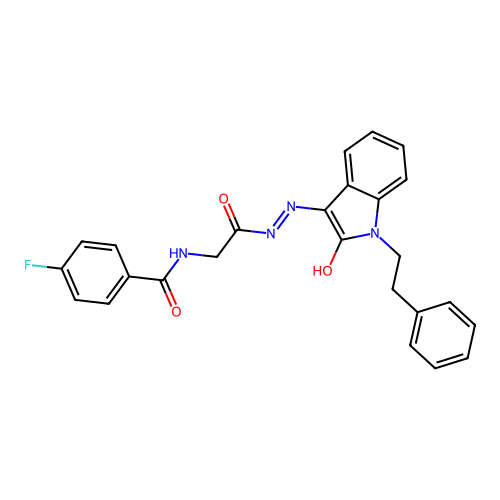 4-FLUORO-N-({N'-[(3E)-2-OXO-1-(2-PHENYLETHYL)-2,3-DIHYDRO-1H-INDOL-3-YLIDENE]HYDRAZINECARBONYL}METHYL)BENZAMIDE structure