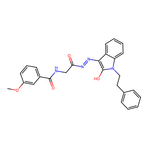 3-METHOXY-N-({N'-[(3E)-2-OXO-1-(2-PHENYLETHYL)-2,3-DIHYDRO-1H-INDOL-3-YLIDENE]HYDRAZINECARBONYL}METHYL)BENZAMIDE structure
