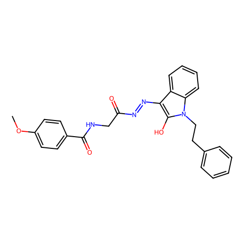 4-METHOXY-N-({N'-[(3E)-2-OXO-1-(2-PHENYLETHYL)-2,3-DIHYDRO-1H-INDOL-3-YLIDENE]HYDRAZINECARBONYL}METHYL)BENZAMIDE structure