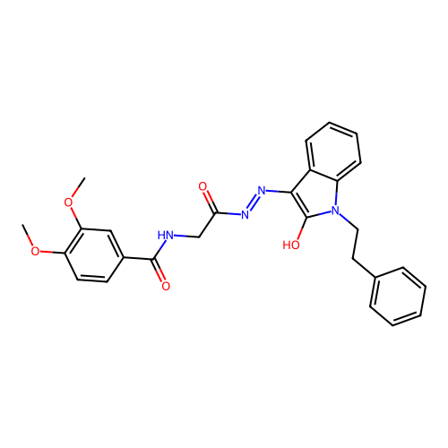 3,4-DIMETHOXY-N-({N'-[(3E)-2-OXO-1-(2-PHENYLETHYL)-2,3-DIHYDRO-1H-INDOL-3-YLIDENE]HYDRAZINECARBONYL}METHYL)BENZAMIDE structure