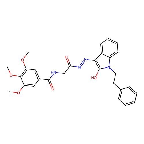 3,4,5-TRIMETHOXY-N-({N'-[(3E)-2-OXO-1-(2-PHENYLETHYL)-2,3-DIHYDRO-1H-INDOL-3-YLIDENE]HYDRAZINECARBONYL}METHYL)BENZAMIDE structure