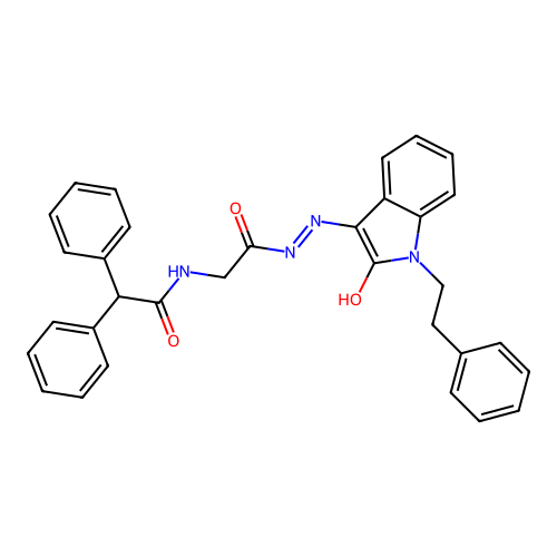 N-({N'-[(3E)-2-OXO-1-(2-PHENYLETHYL)-2,3-DIHYDRO-1H-INDOL-3-YLIDENE]HYDRAZINECARBONYL}METHYL)-2,2-DIPHENYLACETAMIDE structure