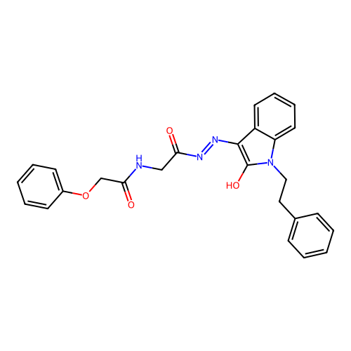 N-({N'-[(3E)-2-OXO-1-(2-PHENYLETHYL)-2,3-DIHYDRO-1H-INDOL-3-YLIDENE]HYDRAZINECARBONYL}METHYL)-2-PHENOXYACETAMIDE structure